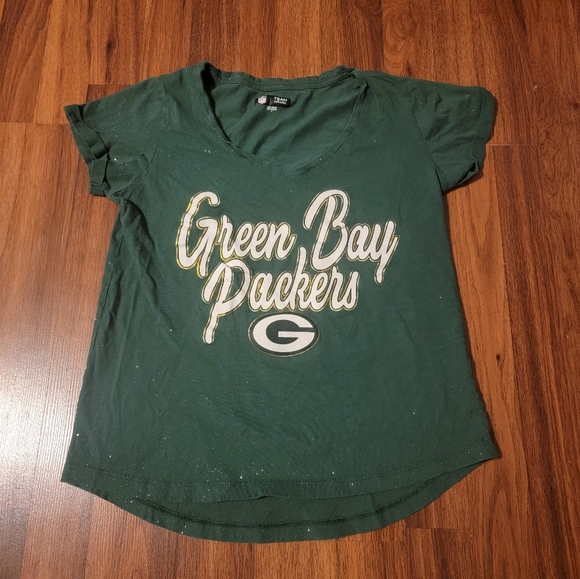 NFL Apparel Green Bay Packers Sparkle T-shirt - Size Small - Picture 1 of 5
